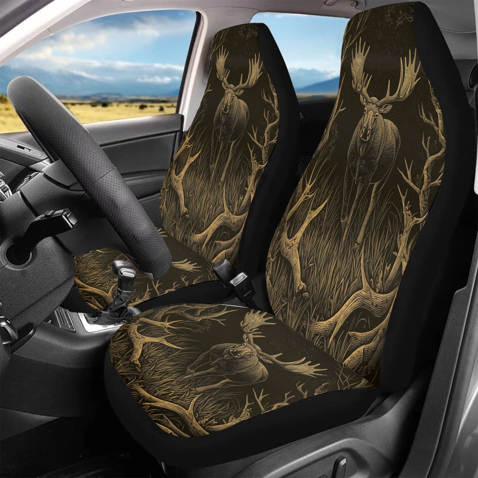 Outdoor Adventure Enthusiast - 카시트 커버 브라운 엘크 패턴 |